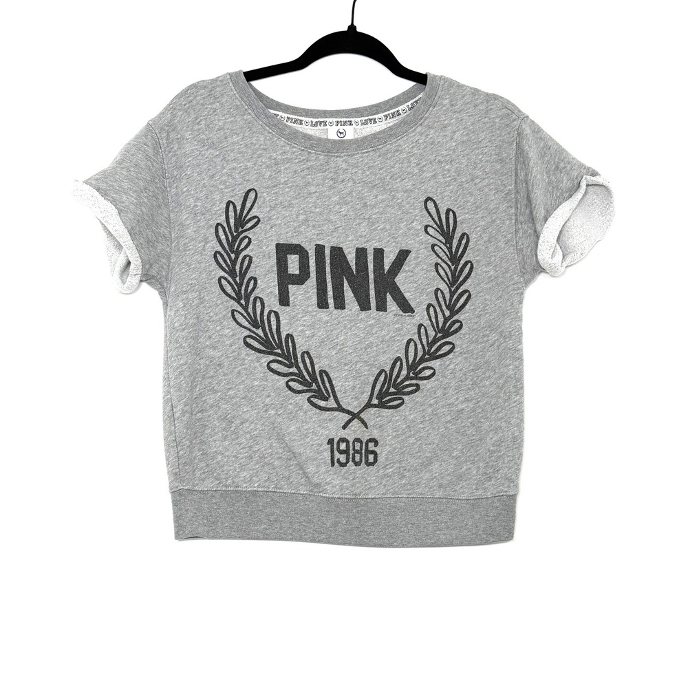 Victoria's Secret PINK 1986 Gray Short Sleeve Sweatshirt XS